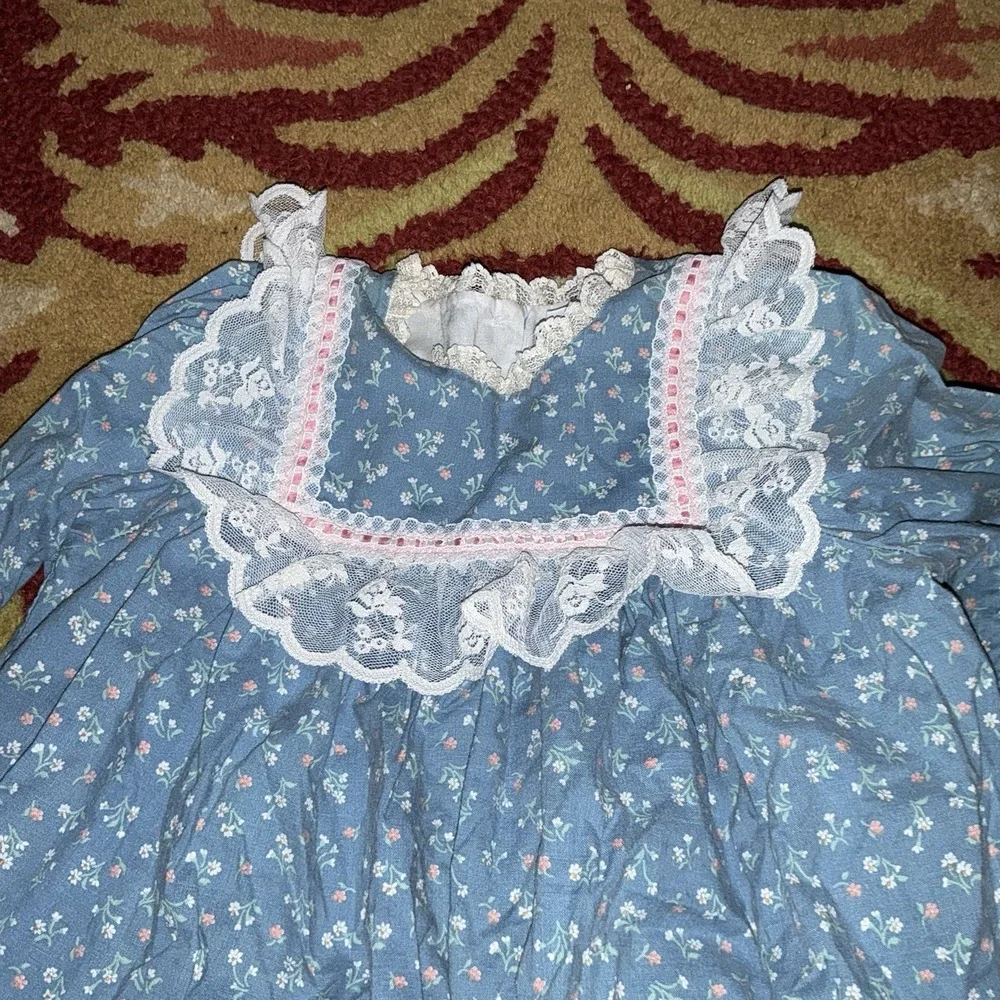 Baby Girls Vintage Bryan Micro Floral Dress Size 4 Blue Vintage‎ 80s 90s